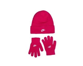 Nike Girls&#39; Beanie Winter Hat &amp; Gloves 2-Piece Set Rush Pink Youth (8-12... - £13.24 GBP