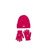 Nike Girls&#39; Beanie Winter Hat &amp; Gloves 2-Piece Set Rush Pink Youth (8-12... - £13.26 GBP