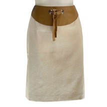 ETCETERA Skirt Woven Cotton Faux Leather Trim A-Line Women&#39;s Size 10 - $25.19