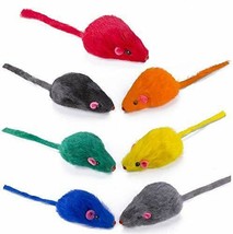 Kitten Cat Kitty Real Fur & Feather Toy Mice 1/Pk Select: Color - £2.39 GBP