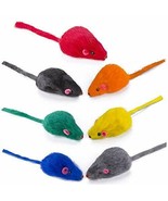 Kitten Cat Kitty Real Fur &amp; Feather Toy Mice 1/Pk Select: Color - £2.39 GBP