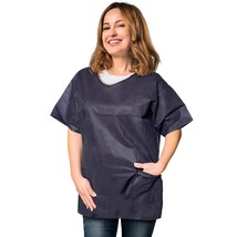 10 Blue Disposable Polypropylene Shirts 55 GSM 2XL /w Short Sleeves and Pockets - £26.66 GBP