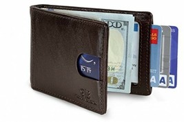 Mens Wallet RFID Blocking Bifold Slim Genuine Leather Front Pocket Chocolate - £70.01 GBP