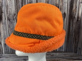 Vintage Blaze Orange Jones Style Winter Lined Hunting Hat - Size Small - £15.17 GBP