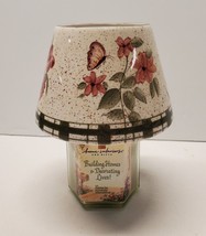 Home Interior Ceramic Jar Candle Shade with flowers and Candle - £14.76 GBP