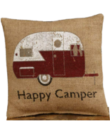 8-inch Happy Camper accent  Pillow in burlap - $12.29 CAD