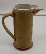 Betelgeuse Pottery Art Pitcher USA NY Brown Green Red Leaves - £11.98 GBP