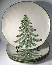 4 Dinner Plates Eli + Ana Handmade Ceramic Christmas Tree Erma 10.75” New - €44,19 EUR