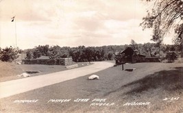 ANGOLA INDIANA~ENTRANCE POKAGON STATE PARK~1940s REAL PHOTO POSTCARD - £5.24 GBP