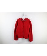 Vtg 90s Womens L Distressed Wool Flower Embroidered Knit Cardigan Sweate... - $67.82 CAD