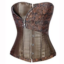 Steampunk Corset Brown Jacquard Brocade Lace Up Costume Accessories XL - £19.78 GBP