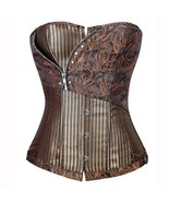 Steampunk Corset Brown Jacquard Brocade Lace Up Costume Accessories XL - $24.75