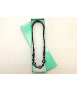 Black &amp; Turquoise Glass Beaded Necklace, Barrel Type Screw Closure, JWL-083 - $13.37 CAD