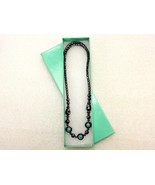 Black &amp; Turquoise Glass Beaded Necklace, Barrel Type Screw Closure, JWL-083 - £7.66 GBP