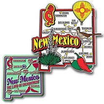 New Mexico Jumbo &amp; Premium State Map Magnet Set by Classic Magnets, 2-Piece Set, - £7.64 GBP