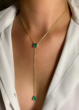 2Ct Lab Created Round Cut Emerald Pendant in 14K White Gold Plated for Women - $101.42