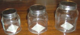 rOund CLEAR GLASS Storage JAR Polished Metal Lid CHOOSE 3&quot; 3.5&quot; 4&quot; Jars ... - $67.93+