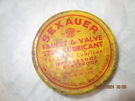 VINTAGE SEXAUER TIN FAUCET &amp; VALVE STEM LUBRICANT Used - £7.86 GBP