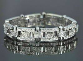 13.25Ct Round Cut Simulated Diamond Men&#39;s Tennis Bracelet 925 Silver Gold Plated - £187.20 GBP