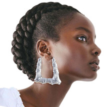 Silver Trapezoid Bamboo Hoops - $23.99
