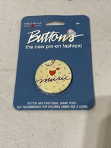 Vintage 1985 Tin Front American Greetings Music Pinback Pin Button NOS - £6.37 GBP