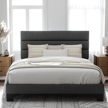 Allewie Full Size Platform Bed Frame, Dark Grey, Fully Upholstered Mattress - £138.94 GBP