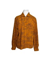 Vintage Jones New York Womens Blouse Size 6 World Map Mustard Yellow Top Shirt - £19.54 GBP