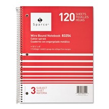 Notebooks, 3 Subject, 10-1/2 x 8 Inches, College Ruled, 120 Sheet, Assorted - $17.99