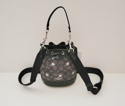 Coach CP015 Star Embroidery Signature Jacquard Mini Dempsey Crossbody Smoke Blac - £107.18 GBP