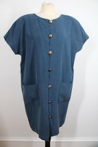 Vtg 90s Nancy Crystal 10 Blue 100% Silk Boxy Short Sleeve Shift Dress - £22.77 GBP