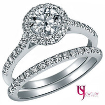 1.10 Ct Round Diamond Ring Matching Wedding Band 14k White Gold - £1,847.55 GBP