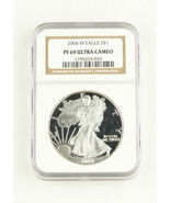 2004 W a Prova Di American Eagle 1 Oncia Argento Flawless NGC Pf 69 Ultr... - $124.56