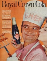 1961 Print Ad Royal Crown Cola Soda Pop Chef with Bottle of RC &amp; Pretty Lady - £14.24 GBP