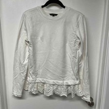 Banana Republic White Pullover Sweatshirt Peplum Eyelet Lace Womens Size XS - $23.76