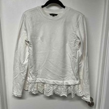 Banana Republic White Pullover Sweatshirt Peplum Eyelet Lace Womens Size XS - £18.77 GBP