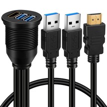 Dual Usb 3.0 &amp; Hdmi Male To Female Car Usb Flush Mount Extension Cable Usb 3.0 D - £26.70 GBP