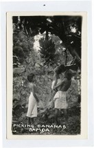 Children Wearing Sarongs Picking Bananas Samoa Real Photo Postcard 1930&#39;s - £29.64 GBP