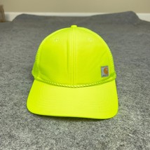 Carhartt Mens Hat Snapback Neon Yellow Green Trucker Workwear Cap Logo C... - $18.98