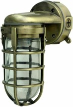 Industrial Wall Light Fixture Sconce Nautical Porch Antique Brass Outdoor Metal - £74.05 GBP