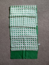 Vtg Fashion Scarf White Green Polka Dot 44 - 13&quot; Head Neck Business Lady - £14.83 GBP