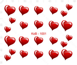 Nail Art Water Transfer Sticker Decal Stickers Pretty 3D Heart Red KoB-1001 - £2.39 GBP