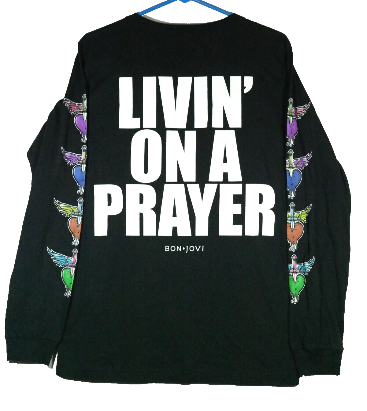 Primary image for Bon Jovi Livin' On A Prayer Black Adult Long Sleeve Tee Shirt T-Shirt Sz. Med