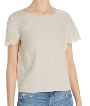 Vince Camuto Linen Striped Frayed-Edge Top Size S B4HP - £15.77 GBP