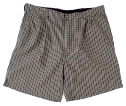 Savane Deep Dye Men&#39;s Shorts 36 (37&quot; waist measured) Beige Plaid Pleated Front - £9.68 GBP