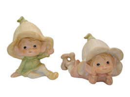 Set 2 Vintage Retired Homco Fairy Elf Gnome Pixie Figurines Garden Plant Decor - £19.91 GBP