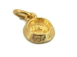 14K Yellow Gold Dog Bowl Charm Pendant - £161.84 GBP