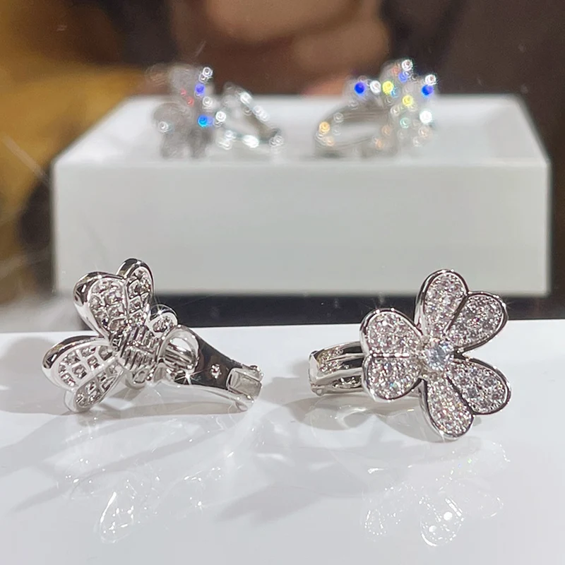 Pure 925 silver good quality fashion brand luxury jewelry Three-leaf flower lady - £58.65 GBP