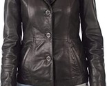 Leather Blazer Jacket Coat Women&#39;s Button Women Lambskin Long Real Soft ... - $140.00