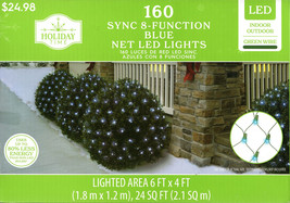 HOLIDAY TIME 78-136B 160CT 8-FUNCTION BLUE NET LED LIGHTS 6x4&#39; - NEW! - $24.95
