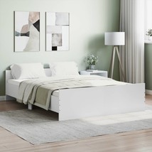 Bed Frame with Headboard and Footboard White 135x190 cm Double - £96.06 GBP